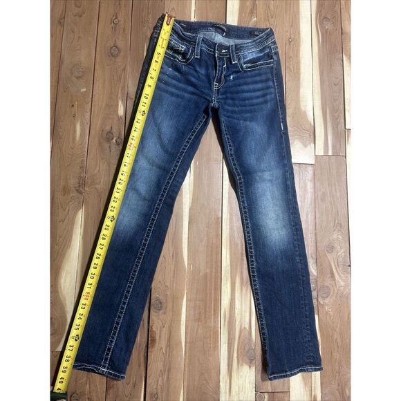 Women's Vigoss Classic Fit W27 L32 Jeans EUC Blue Straight  Ultra Low Rise - Picture 2 of 11